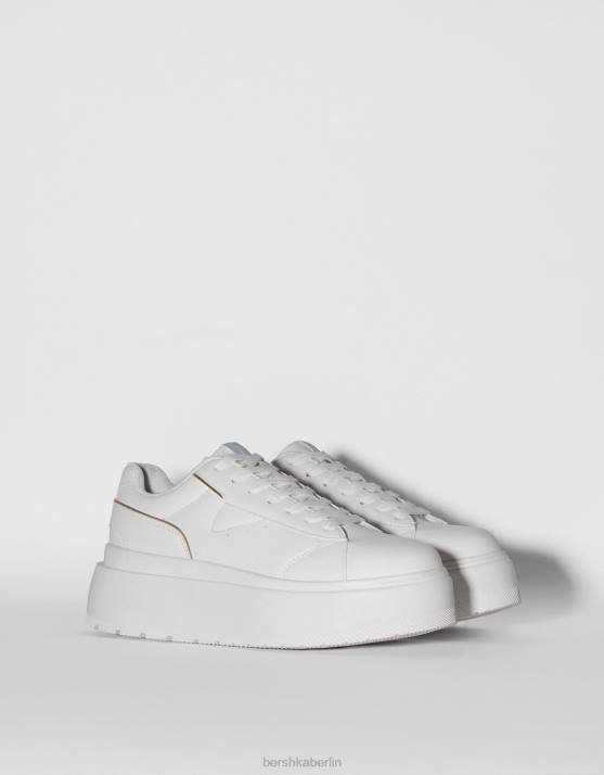 Weiss Bershka Frauen Plateau-Sneaker mit metallischen Details H00J2119