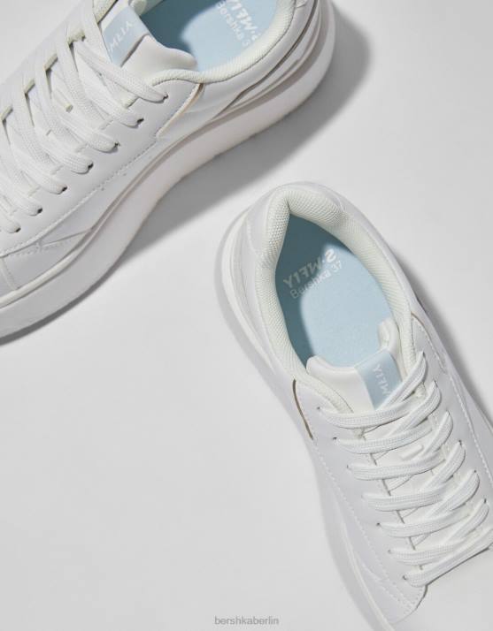 Weiss Bershka Frauen Plateau-Sneaker mit metallischen Details H00J2119