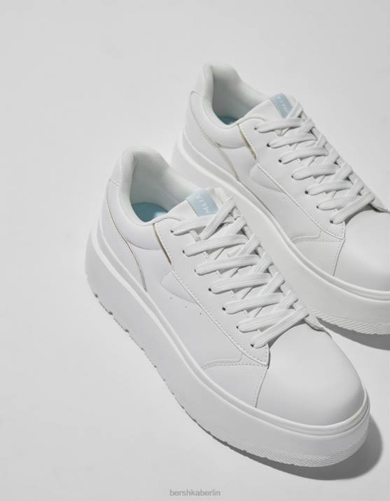 Weiss Bershka Frauen Plateau-Sneaker mit metallischen Details H00J2119