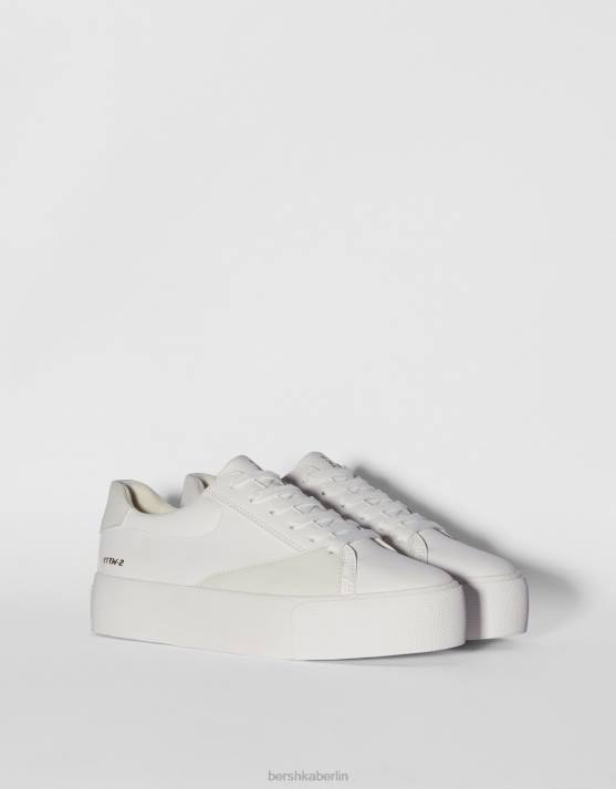Weiss Bershka Frauen Sneakers mit gesteppten Details H00J2128