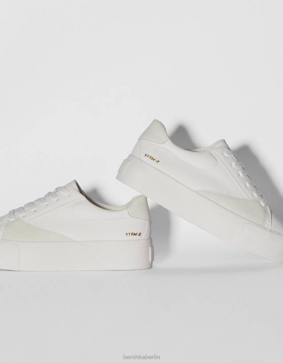 Weiss Bershka Frauen Sneakers mit gesteppten Details H00J2128