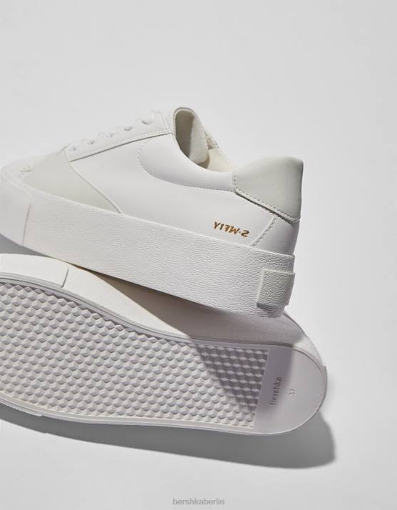 Weiss Bershka Frauen Sneakers mit gesteppten Details H00J2128