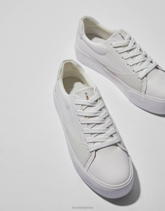 Weiss Bershka Frauen Sneakers mit gesteppten Details H00J2128