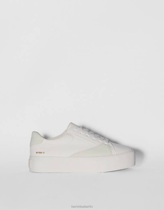 Weiss Bershka Frauen Sneakers mit gesteppten Details H00J2128