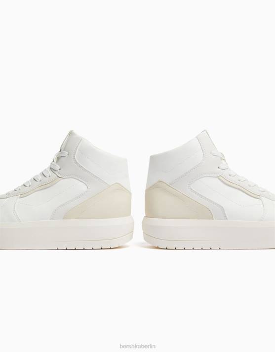 Weiss Bershka Frauen kontrastierende High-Top-Sneaker H00J2087