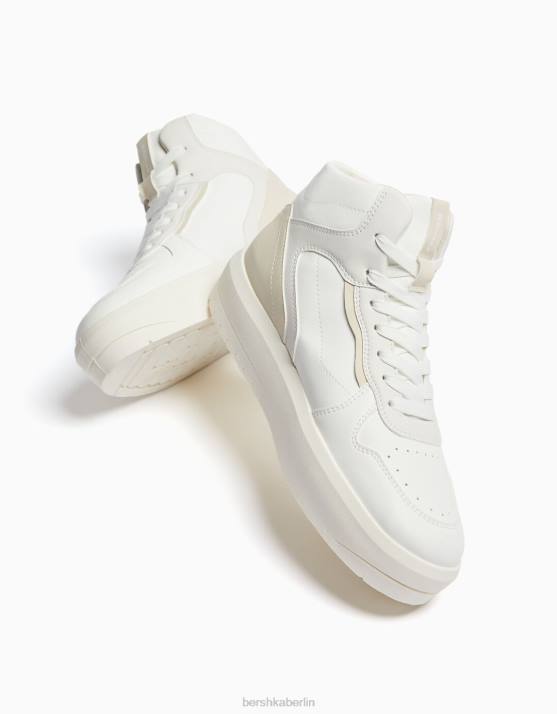 Weiss Bershka Frauen kontrastierende High-Top-Sneaker H00J2091