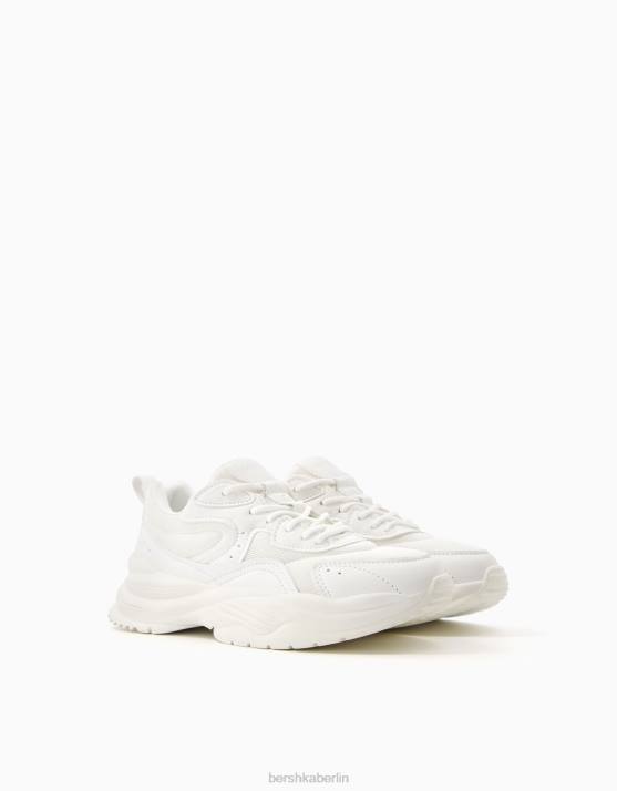Weiss Bershka Frauen kontrastierende Sneakers mit Mesh-Detail H00J2046