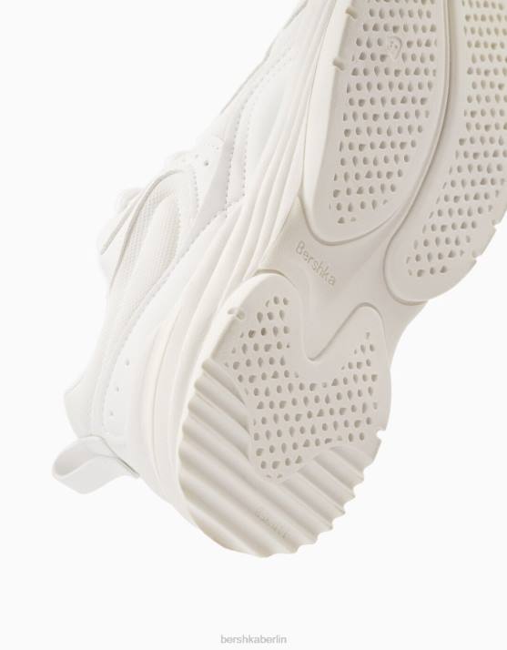 Weiss Bershka Frauen kontrastierende Sneakers mit Mesh-Detail H00J2046