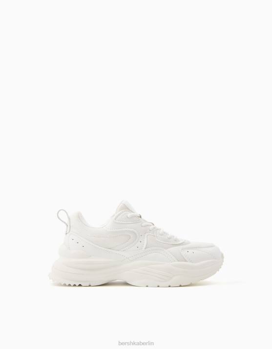 Weiss Bershka Frauen kontrastierende Sneakers mit Mesh-Detail H00J2092