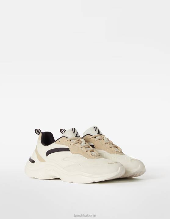 Weiss Bershka Frauen kontrastierende Sneakers mit Mesh-Detail H00J2095