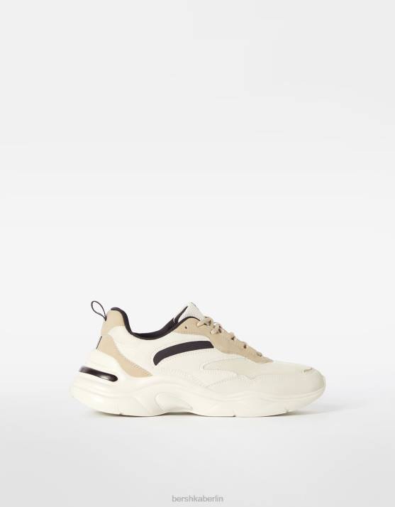 Weiss Bershka Frauen kontrastierende Sneakers mit Mesh-Detail H00J2095