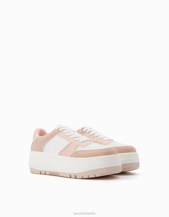 andere Bershka Frauen Kontrast-Plateau-Sneaker H00J2079