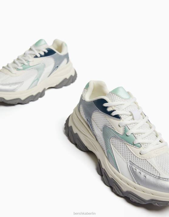 andere Bershka Frauen kontrastierende Sneakers mit Mesh-Detail H00J1875