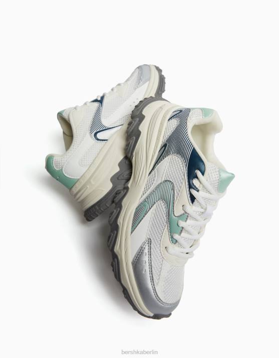 andere Bershka Frauen kontrastierende Sneakers mit Mesh-Detail H00J1875