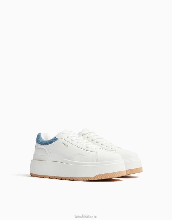 blau verwaschen Bershka Frauen Kontrast-Plateau-Sneaker H00J2125