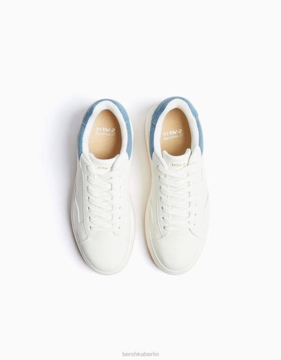 blau verwaschen Bershka Frauen Kontrast-Plateau-Sneaker H00J2125