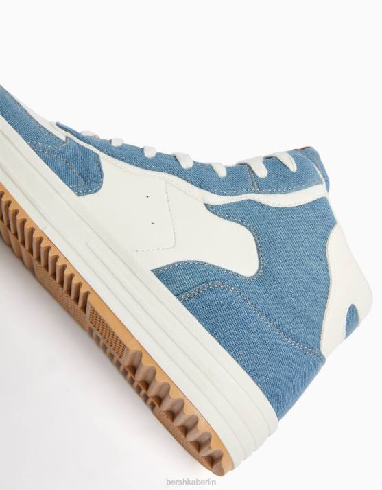 blau verwaschen Bershka Frauen kontrastierende High-Top-Sneaker H00J1979