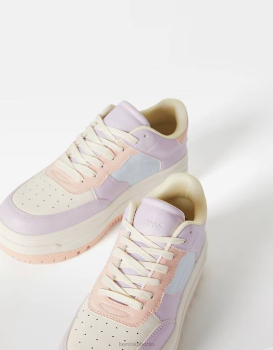mehrfarbig Bershka Frauen Kontrast-Plateau-Sneaker H00J2107