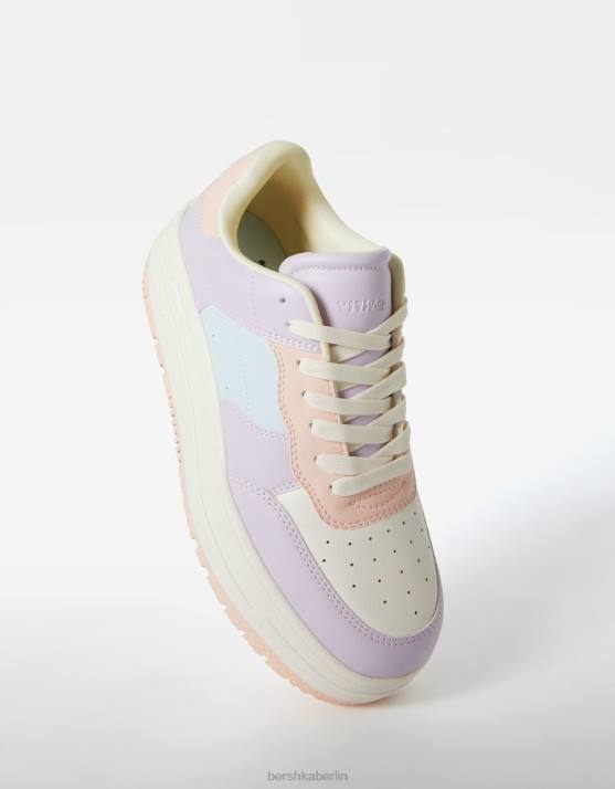 mehrfarbig Bershka Frauen Kontrast-Plateau-Sneaker H00J2107