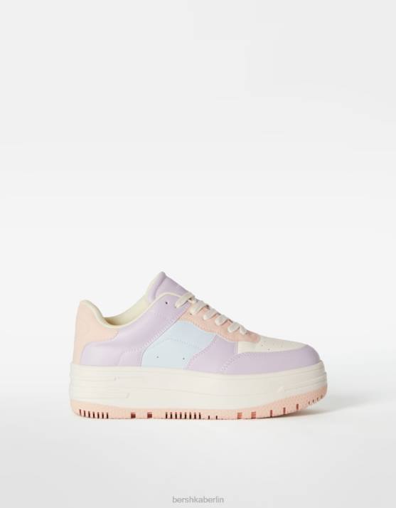 mehrfarbig Bershka Frauen Kontrast-Plateau-Sneaker H00J2107