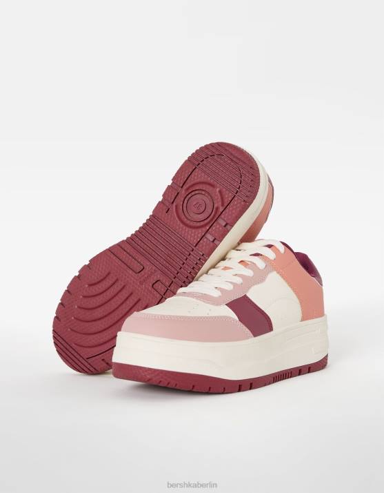 mehrfarbig Bershka Frauen Kontrast-Plateau-Sneaker H00J2108