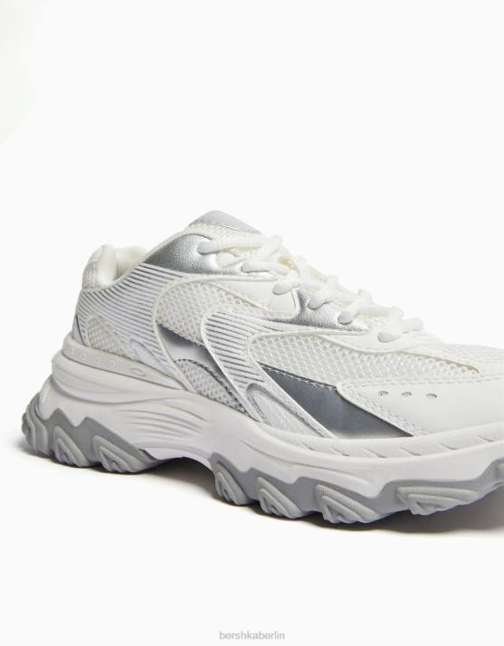 mehrfarbig Bershka Frauen kontrastierende Sneakers mit Mesh-Detail H00J1876