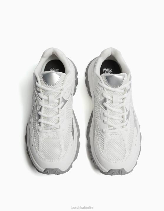 mehrfarbig Bershka Frauen kontrastierende Sneakers mit Mesh-Detail H00J2116