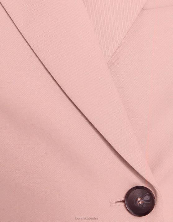 Rosa Bershka Frauen Kurzer, maßgeschneiderter Twill-Blazer H00J1207