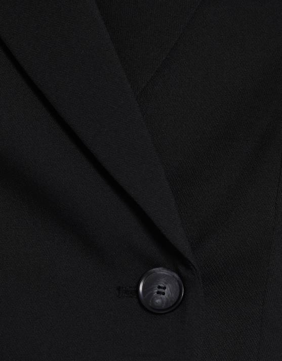 Schwarz Bershka Frauen Kurzer, maßgeschneiderter Twill-Blazer H00J1184