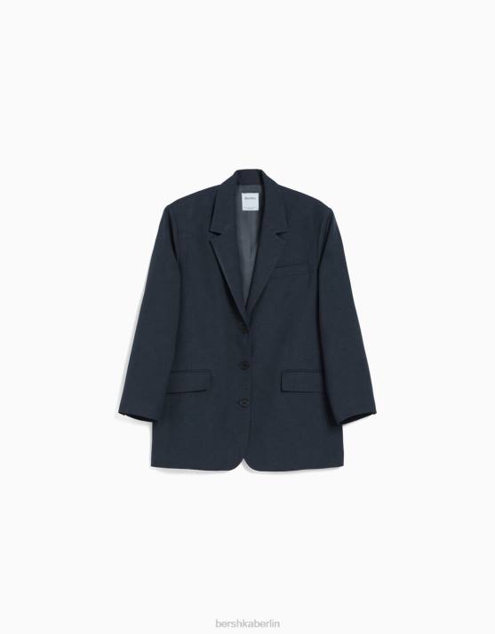 dunkelgrau Bershka Frauen Übergroßer, maßgeschneiderter Blazer H00J1201
