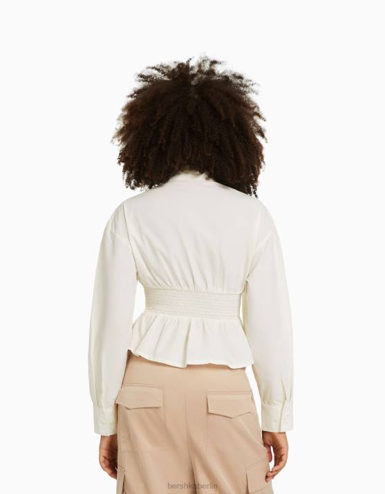 Creme Bershka Frauen Langarmshirt mit Details H00J942