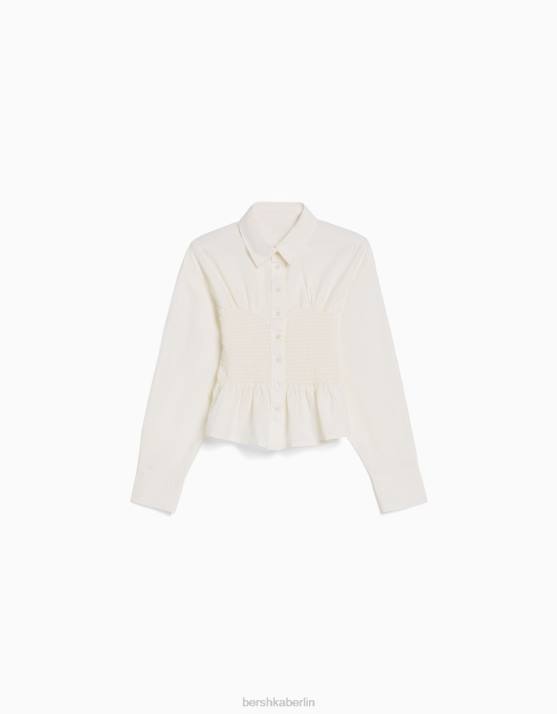 Creme Bershka Frauen Langarmshirt mit Details H00J942