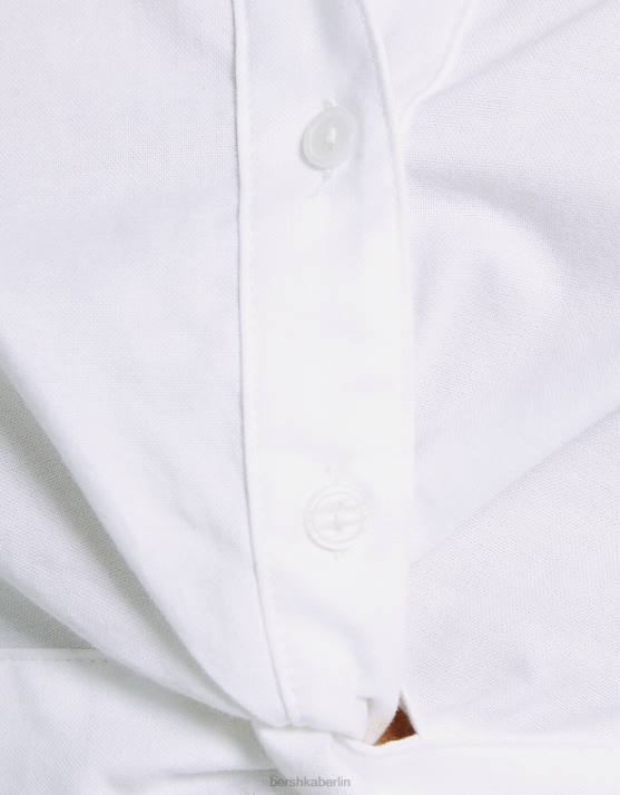 Weiss Bershka Frauen Langarmshirt mit Crossover-Detail vorne H00J920