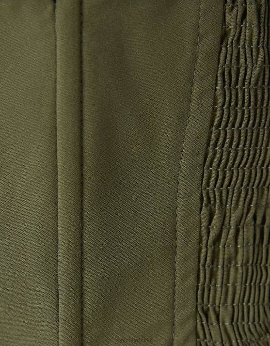 khaki Bershka Frauen Tailliertes Korsetthemd aus Popeline mit langen Ärmeln H00J930