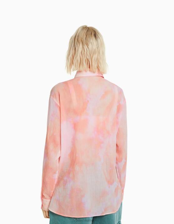 mehrfarbig Bershka Frauen Langärmliges, übergroßes Krepphemd H00J2025