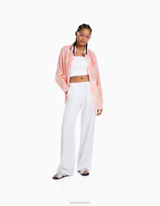 mehrfarbig Bershka Frauen Langärmliges, übergroßes Krepphemd H00J918