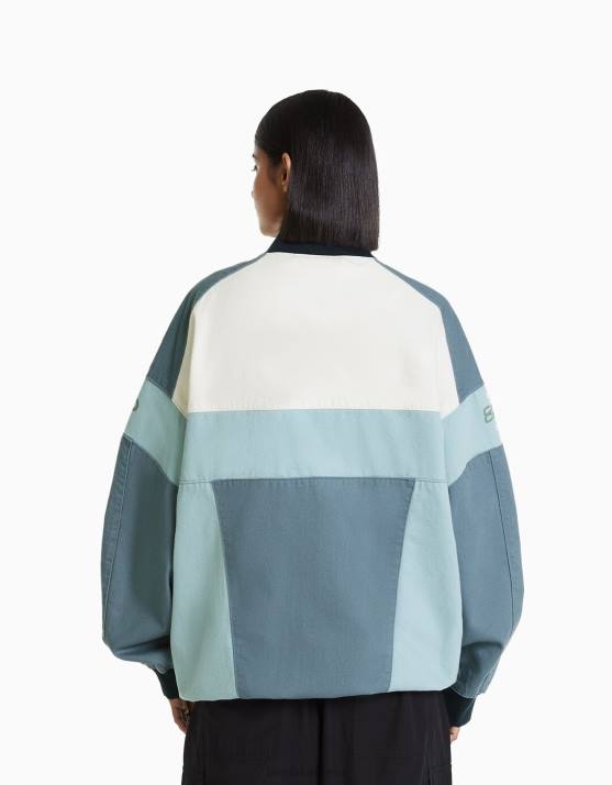 Blau Bershka Frauen Denim-Rennjacke H00J1174