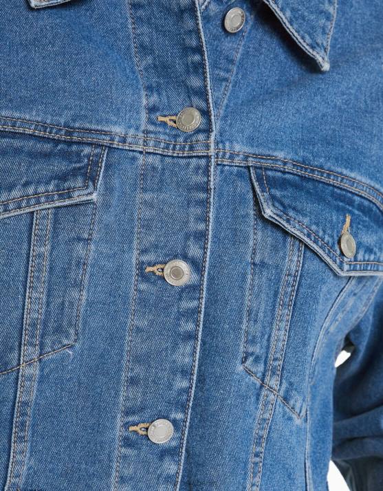 Blau Bershka Frauen kurze Jeansjacke H00J2021