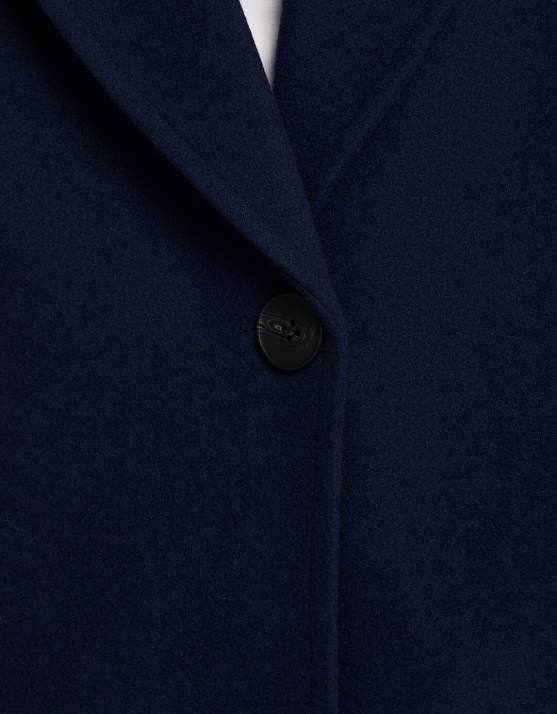 Marine Bershka Frauen Mantel aus dickem Stoff mit überschnittenen Schultern H00J1143