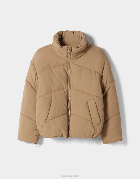 Nerz Bershka Frauen Übergroße Nylon-Pufferjacke H00J1128