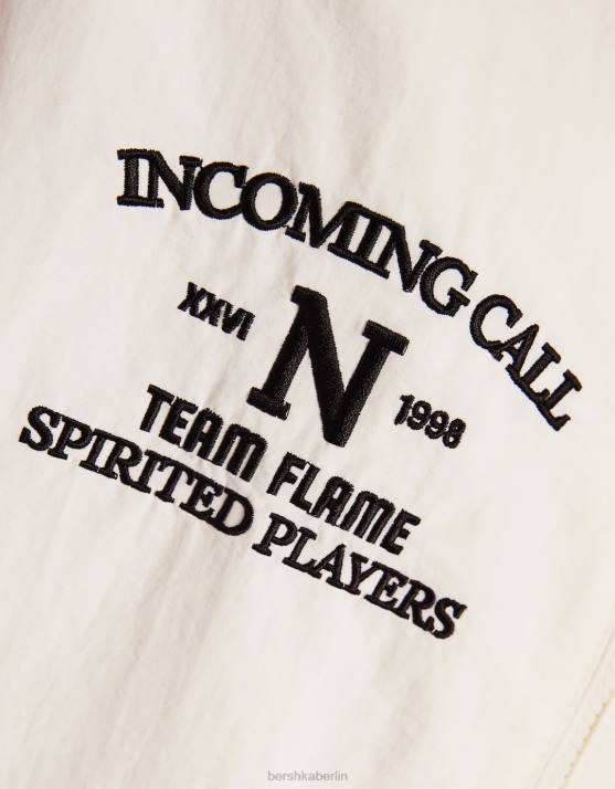 Rot Bershka Frauen Nylonjacke mit Kontraststreifen H00J1165