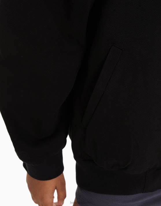 Schwarz Bershka Frauen Geraffte Bomberjacke H00J1122