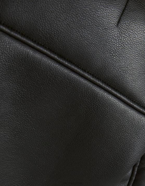 Schwarz Bershka Frauen Lange doppelseitige Jacke aus Kunstleder H00J1141