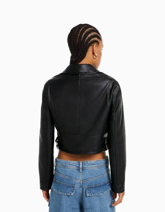 andere Bershka Frauen Bikerjacke aus Kunstleder H00J1094