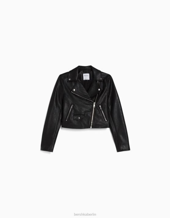andere Bershka Frauen Bikerjacke aus Kunstleder H00J1094