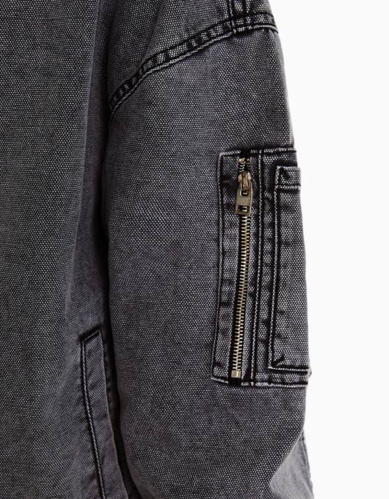 dunkelgrau Bershka Frauen Bomberjacke aus Baumwolle H00J1175