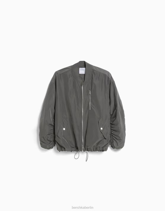 grau Bershka Frauen Bomberjacke H00J1123