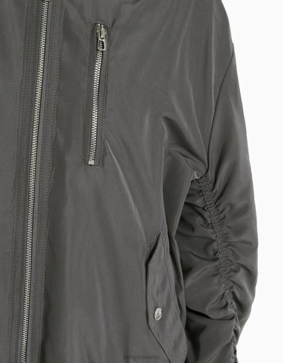 grau Bershka Frauen Bomberjacke H00J1123