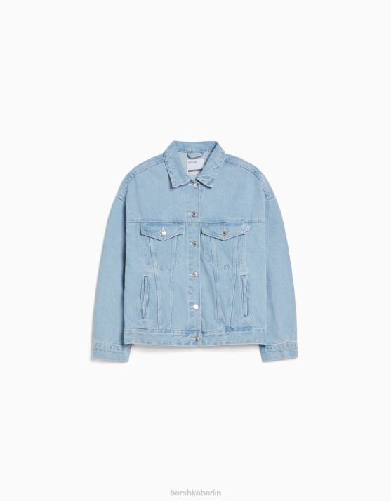 hellblau Bershka Frauen übergroße Jeansjacke H00J1111