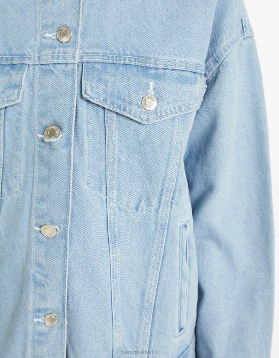hellblau Bershka Frauen übergroße Jeansjacke H00J1111